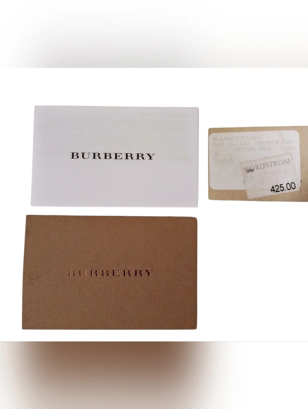 Burberry Smoke Check Stitch Small Zippy Wallet In Antique Gold - Picture 2 of 16